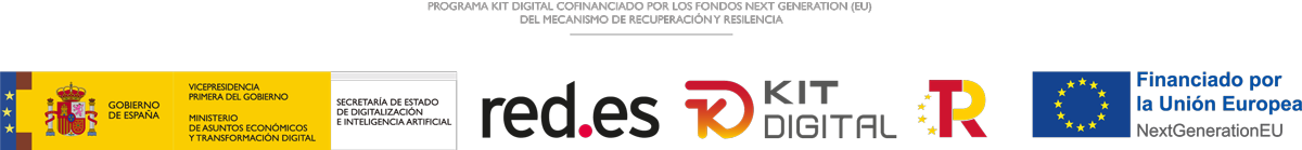Logotipos oficiales del Gobierno de España, red.es, Kit Digital y Unión Europea – NextGenerationEU.